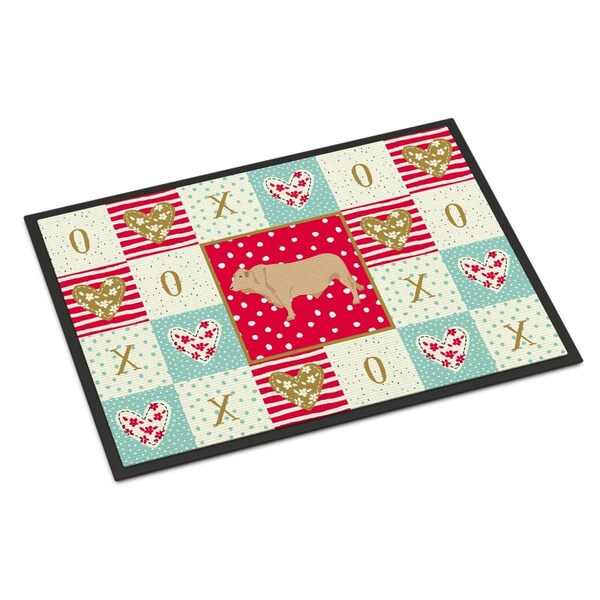 Carolines Treasures 18 x 27 in. Charolais Cow Love Indoor or Outdoor Mat CK5253MAT - main